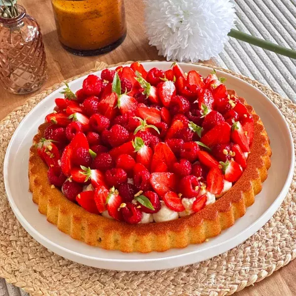 Tarte renversée aux fruits rouges & diplomate 