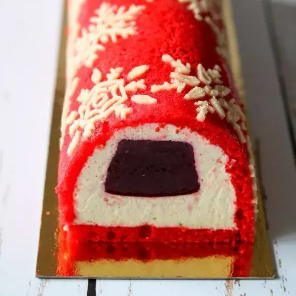 Moule à bûche de Noël avec insert et plaque motif flocon de neige
