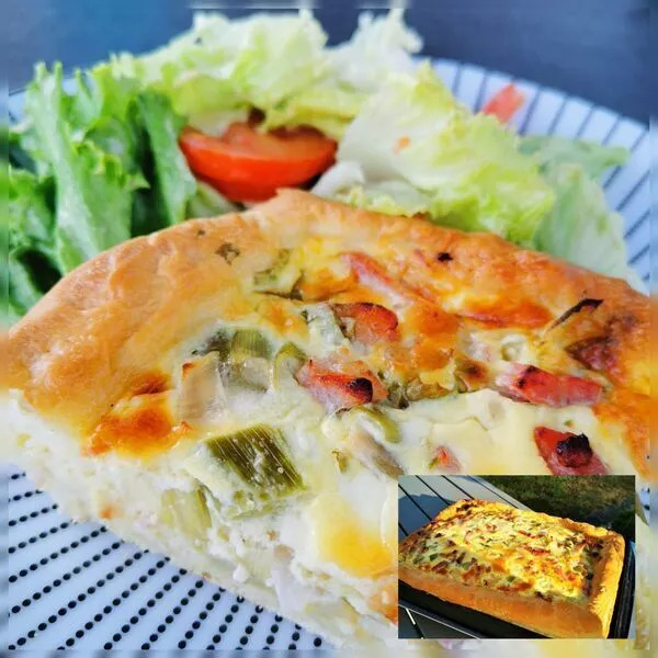 Pizza crème aux poireaux et lardons - Le Poireau de France